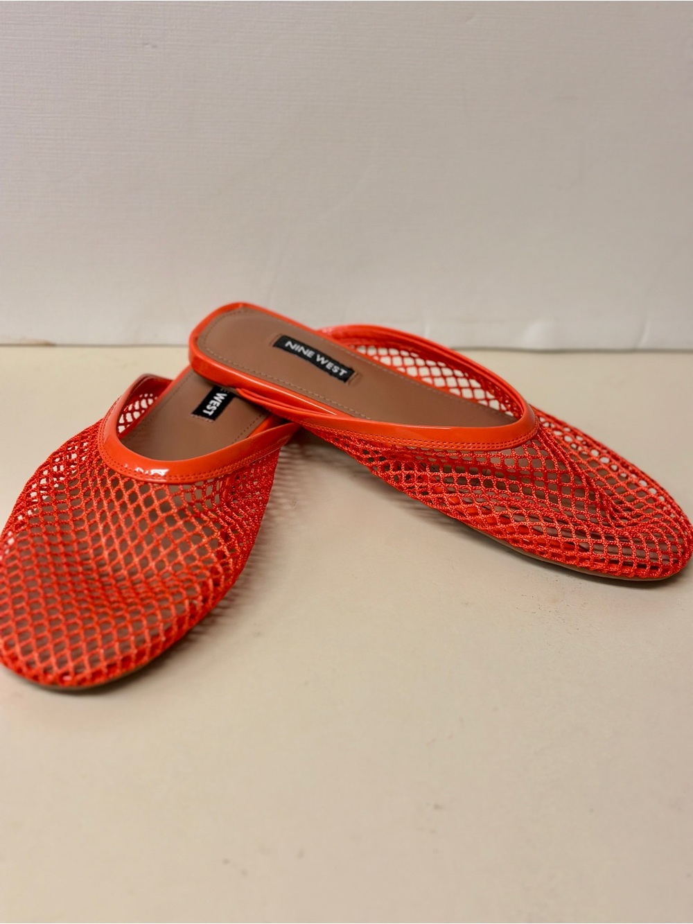 Nine West Bright Orange Mesh Slip-On Sandals - Picture 2 of 3